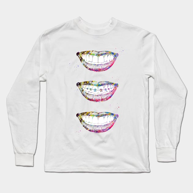 Before, with and after braces Long Sleeve T-Shirt by erzebeth